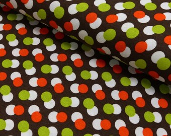 Jersey, Retro, Dots, dunkelbraun, weiß, orange, hellgrün