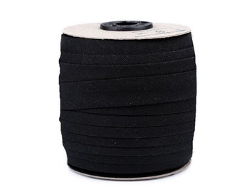 0,80 EUR/m - 5 m Schrägband Baumwolle 20 mm gefalzt schwarz