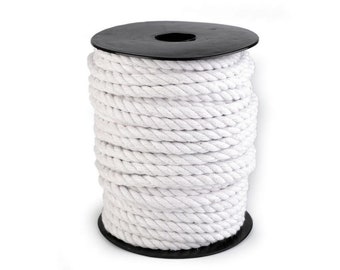 2 m hoodie cord 6 mm turned, white