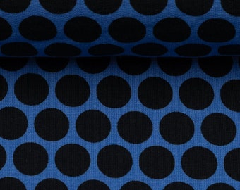 1.70 m extra width! French Terry Sommersweat Lots of Dots by lycklig design, royal blue, black, Ökotex