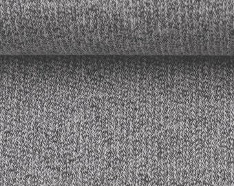 Ökotex Stricksweat Tweed-Optik schwarz grau meliert