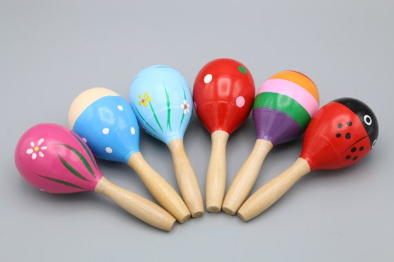 wooden baby maracas