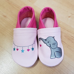 Lederpuschen Elefant Pink