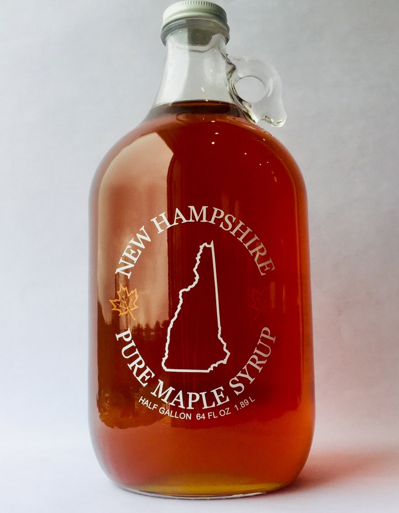 Half Gallon Pure New Hampshire Maple Syrup NH Gallone Glass Bottle Etsy