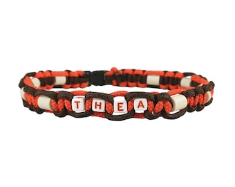 EM-Keramik Halsband Hund, Alu-Schnalle möglich, EM-X-Keramik, mit Name möglich, Hundehalsband, Leine, braun/orange gemustert