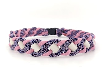 EM ceramic collar for dogs, different sizes available, original EM-X ceramic pipes, dusky pink/purple dusky pink pattern