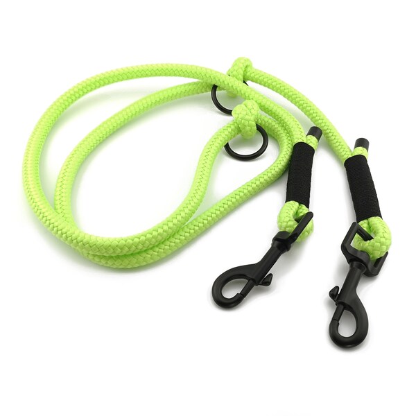 Tauleine | Dog leash | different lengths and thicknesses | Miscellaneous. Fittings | 3-way adjustable | neon green with black rigging