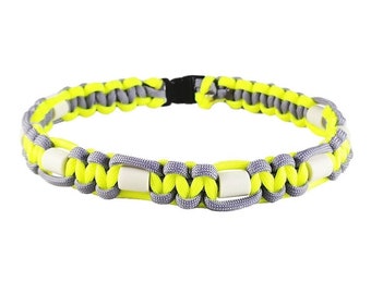 EM ceramic dog collar, aluminum buckle possible, EM-X ceramic, with name possible, dog collar, leash, neon yellow/light grey