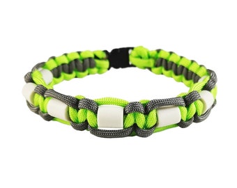 EM ceramic dog collar, aluminum buckle possible, EM-X ceramic, with name possible, dog collar, leash, grey/light green