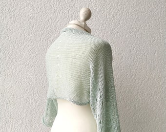 Bolero estivo da donna verde menta / giacca yoga in cotone / abbigliamento da festival da donna / scialle con maniche a maglia / giacca da spiaggia