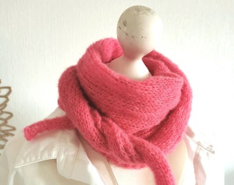 Alpaca Silk Triangle Scarf, Hooded Scarf, Spring Scarf, big color choice!