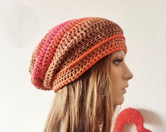 Sommerbeanie M/L Soleil, tropic / Slouchy Beanie / Baumwollmütze / Sommermütze Damen / Strickmütze