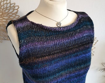 Colorful knitted pullover / muted colors knitted top M / tank top women's pullover / boho knitted sweater / ethnic shirt women