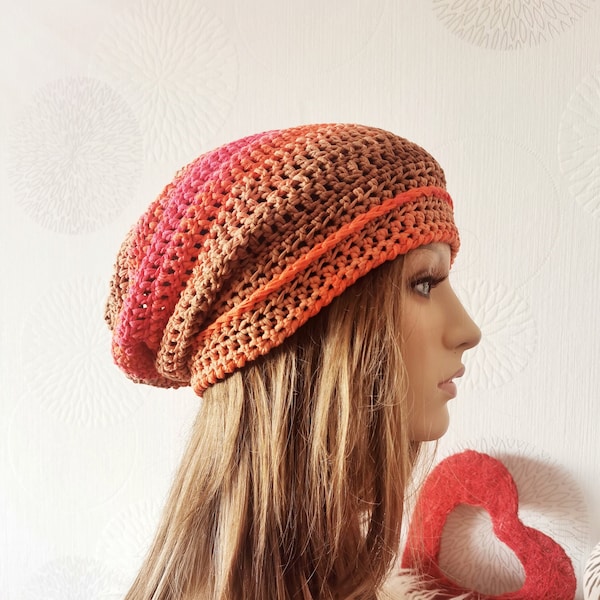 Sommerbeanie M/L Soleil, tropic / Slouchy Beanie / Baumwollmütze / Sommermütze Damen / Strickmütze