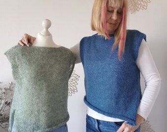 Alpaca Silk knit top, Spring pullover, hand knitted blouse, big color choice!