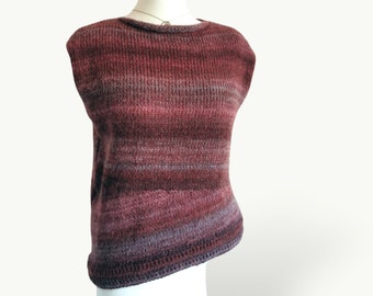 Damen Strickpullunder S-M/ Damen Pullover mit Farbverlauf / asymmetrisches Stricktop aus weicher Wolle und Mohair