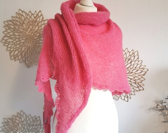 Alpaca Silk Triangle Scarf, Hooded Scarf, Spring Scarf, big color choice!