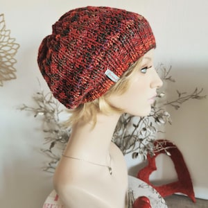 Women&#39;s beanie hat, red colorful, knitted hat, knitted women&#39;s beanie, knitted wool hat, winter hat, spring beanie, wool hat