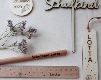 Back to School Set | Personalized ruler bookmark pencil pendant school cone