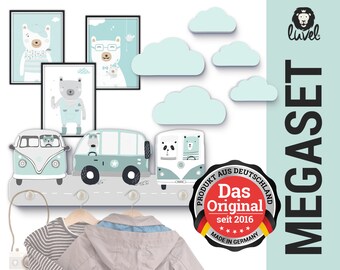 MEGASET Wardrobe+3D Clouds+Poster Nursery mint