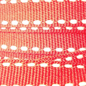 2 m ribbon in red with creme stripes image 2