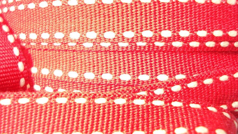 2 m ribbon in red with creme stripes image 2