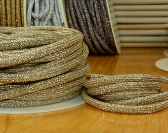 2 m LUREX GLITTER cordon white gold ROPE cord