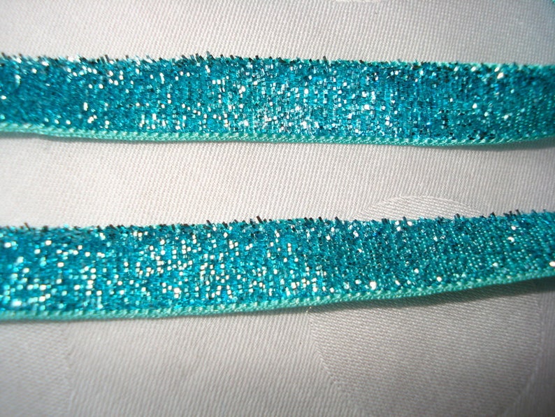 2 m x 10 mm lurex de luxe turquoise scintillement image 2