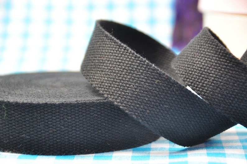 2 m COTTON webbing BLACK 25 mm wide image 3