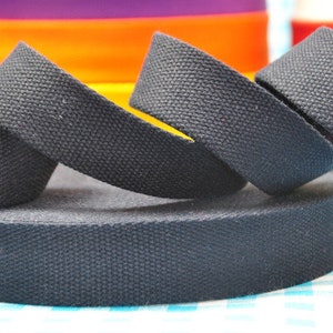 2 m COTTON webbing BLACK 25 mm wide image 4