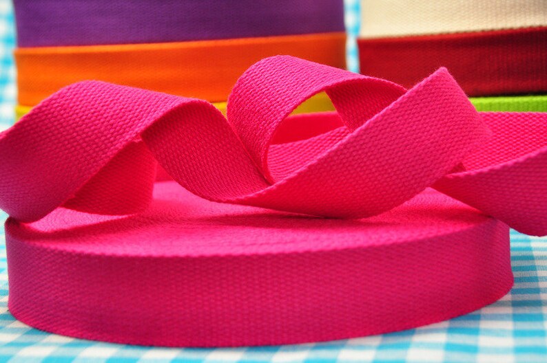 2 m x 25 mm WEBBING STRAP ribbon pink 100 % COTTON seat-belt image 3