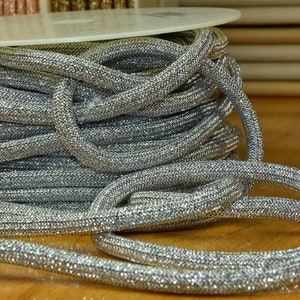 2 m LUREX GLITTER cordon silver ROPE cord image 1