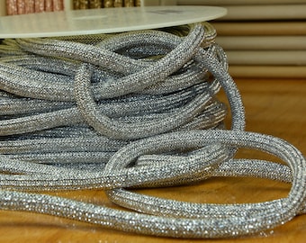 2 m LUREX GLITTER cordon silver ROPE cord