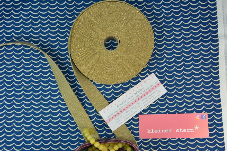 2 m x 30 mm GLITZER Gurtband beige/gold Lurex Ceinture Seatbelt Taschenband Taschengurt Bild 5
