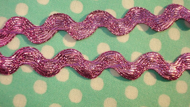 2 m x 12 mm Zackenlitze flieder/pink Lurex Glitzerband Glitzer Bild 3