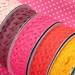 16 m x 8 mm serpentines passements mulitcouleur rose/jaune 100 % COTTON passement serpentine 1171 image 2