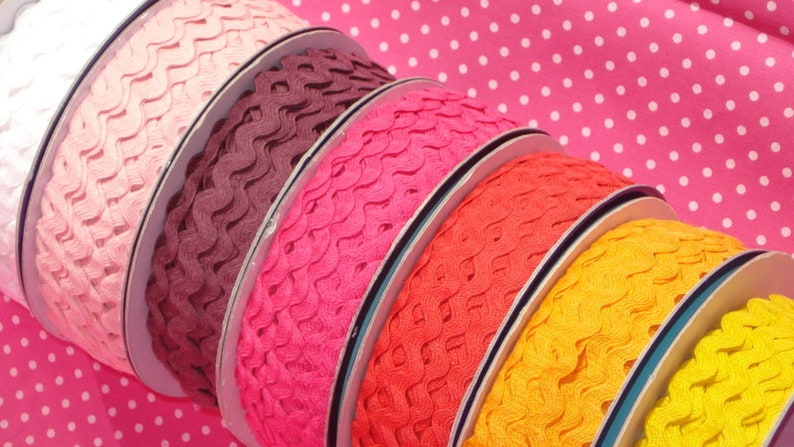 16 m x 8 mm serpentines passements mulitcouleur rose/jaune 100 % COTTON passement serpentine 1171 image 2