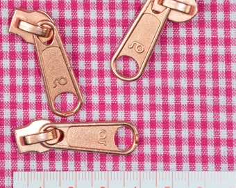 4 pieces not fixed ZIPPER cupreous colored 4 x 1,15 cm P 10