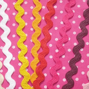 16 m x 8 mm serpentines passements mulitcouleur rose/jaune 100 % COTTON passement serpentine 1171 image 3