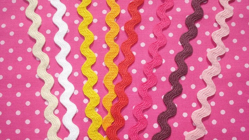 16 m x 8 mm serpentines passements mulitcouleur rose/jaune 100 % COTTON passement serpentine 1171 image 3