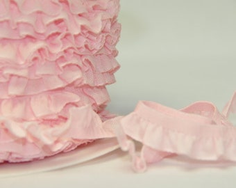 2 m x 18 mm ribbon plissé, frill in pink