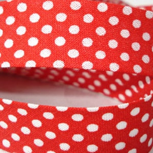 3 m x 20 mm Schrägband biais bias tape DOTS rot/weiß Punkte polka dots image 1