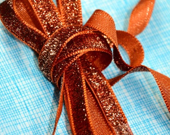 2 m x 10 mm Lurexband bronze Glitzerband Lurex ruban ribbon