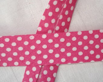 3 m  Schrägband pink/ weiß gepunktet