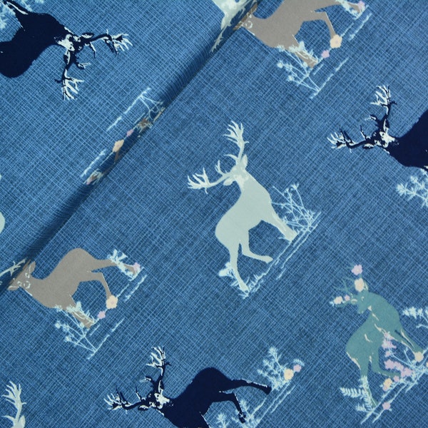 0,5 x 1,1 m ECLECTIC INTUITION Dear Deer Four Hirsche deer Art Gallery fabrics TRB-4009 blau/grau