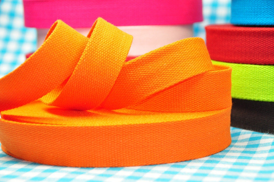 2 m ribbon in ORANGE COTTON seatbelt Etsy