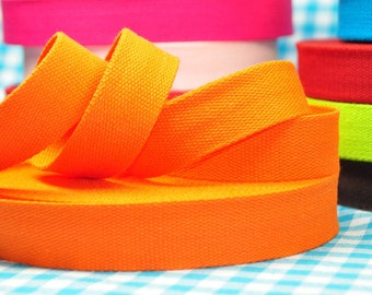 2 m x 25 mm ribbon webbing ORANGE 100 % CO COTTON (seat-belt)