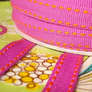 1 m ribbon in lilac with orange stripes image 3