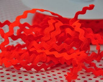 3 m x 8 mm Zackenlitze NEON - ORANGE 100 % PL Bogenlitze Wellenband rickrack crochet