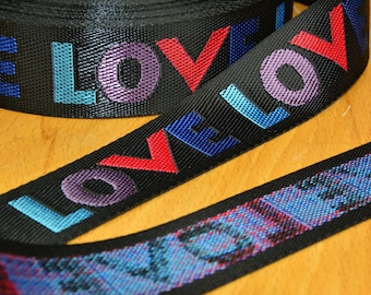 2 m ceinture LOVE ribbon 38 mm MULTI (seat-belt)